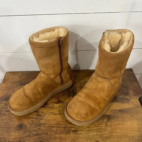 UGG Australia Roslyn ROSLYNN Mouton Boots Short Suede Side Zipper US ZS 6 - Picture 3 of 15